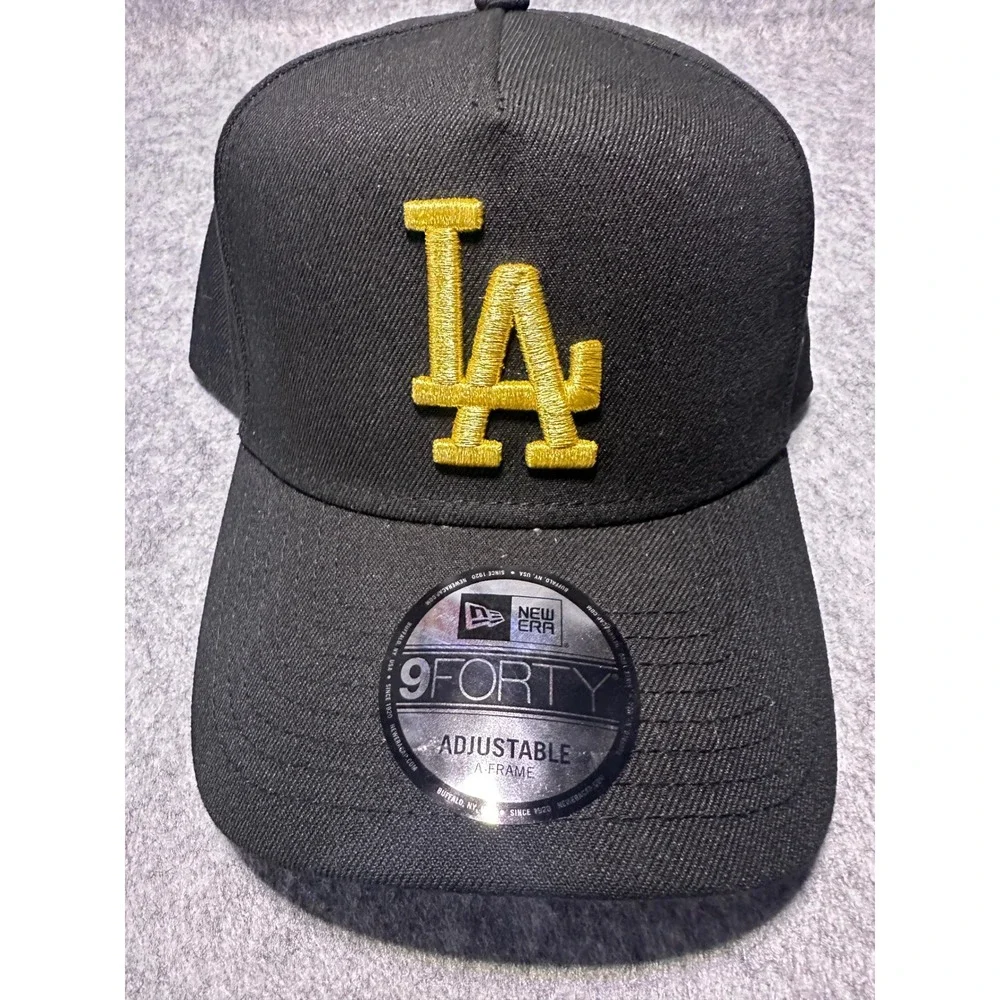 New Era 9FORTY A-Frame Los Angeles Dodgers MLB Re-Dub Black Gold Snapback Cap - Picture 2 of 5